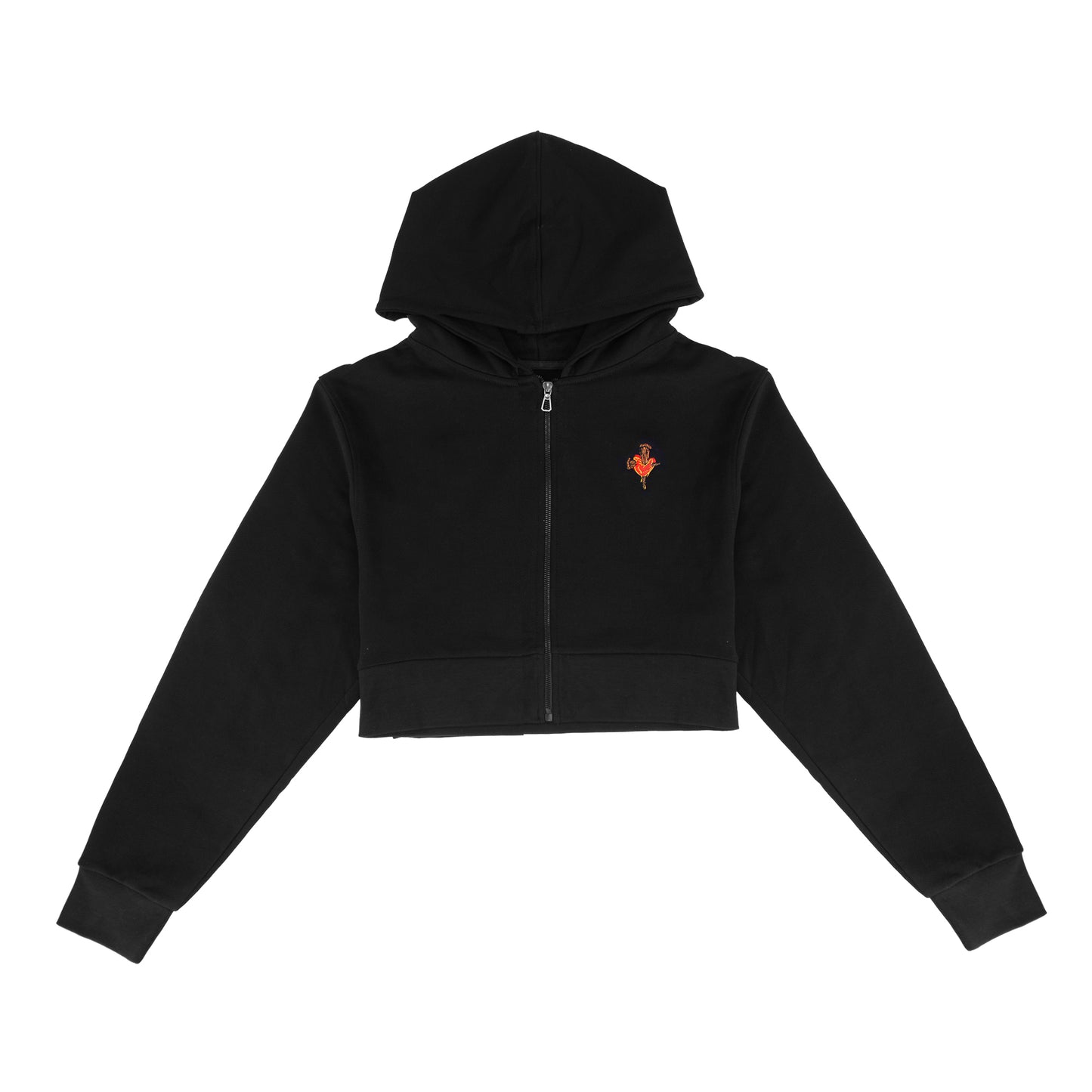 Women's Crop Zip Hoodie- Black